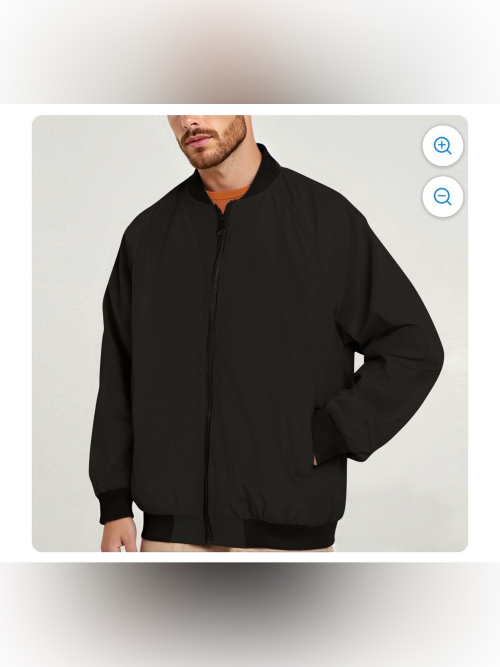 NEW Men's Black Bomber Jacket - Lightweight Zip-Up size XL, 3XL